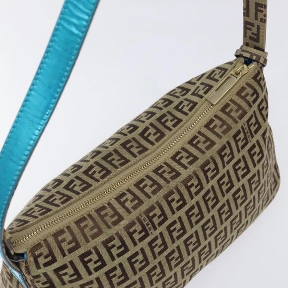 FENDI Zucchino Canvas Hand Bag Black Brown 8BR573 Auth mr1354 - Picture 9 of 14